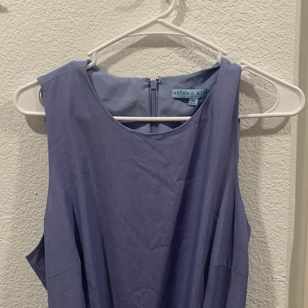 EUC - Antonio Melani Size 14 - Blue Jumpsuit With Waist Tie and Pockets